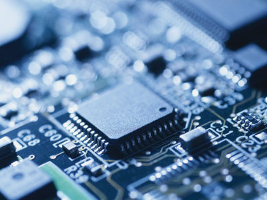 Close View of Chip on Computer Circuit Board