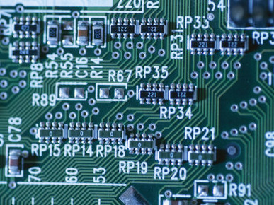 Close View of Computer Circuitry Board Connections Soldered Together