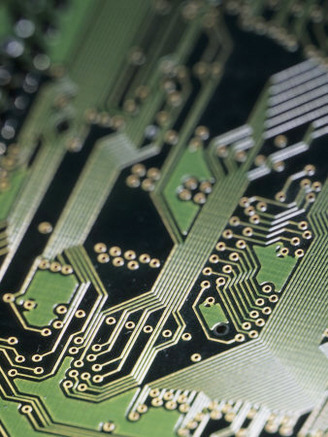 A Close View of a Silicon Circuit Board from a Computer