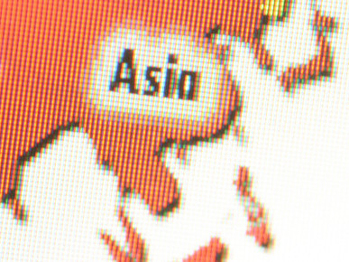 Grainy Computerized Map of Asia