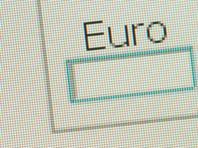 Grainy Computerized Euro Exchange Text