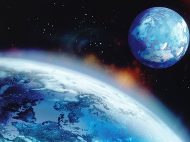 PLANET EARTH TWO WORLD COMPUTER GRAPHIC